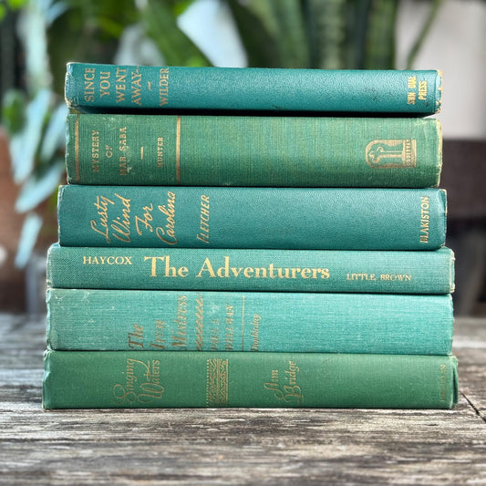 Vintage Rich Teal and Hunter Green Book Bundle, Books by Color - Pretty Old Books