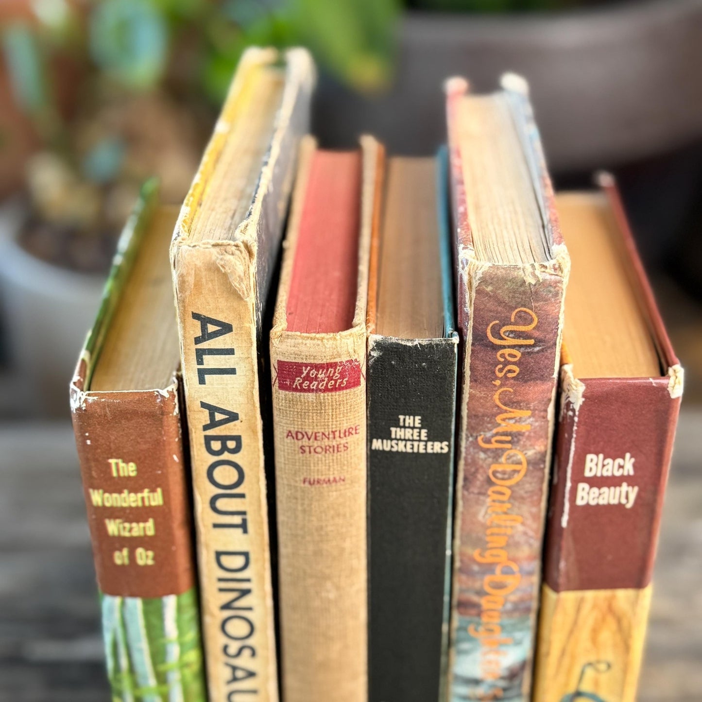 Vintage Rustic Neutral Children's Book Bundle For Shelf Styling - Pretty Old Books