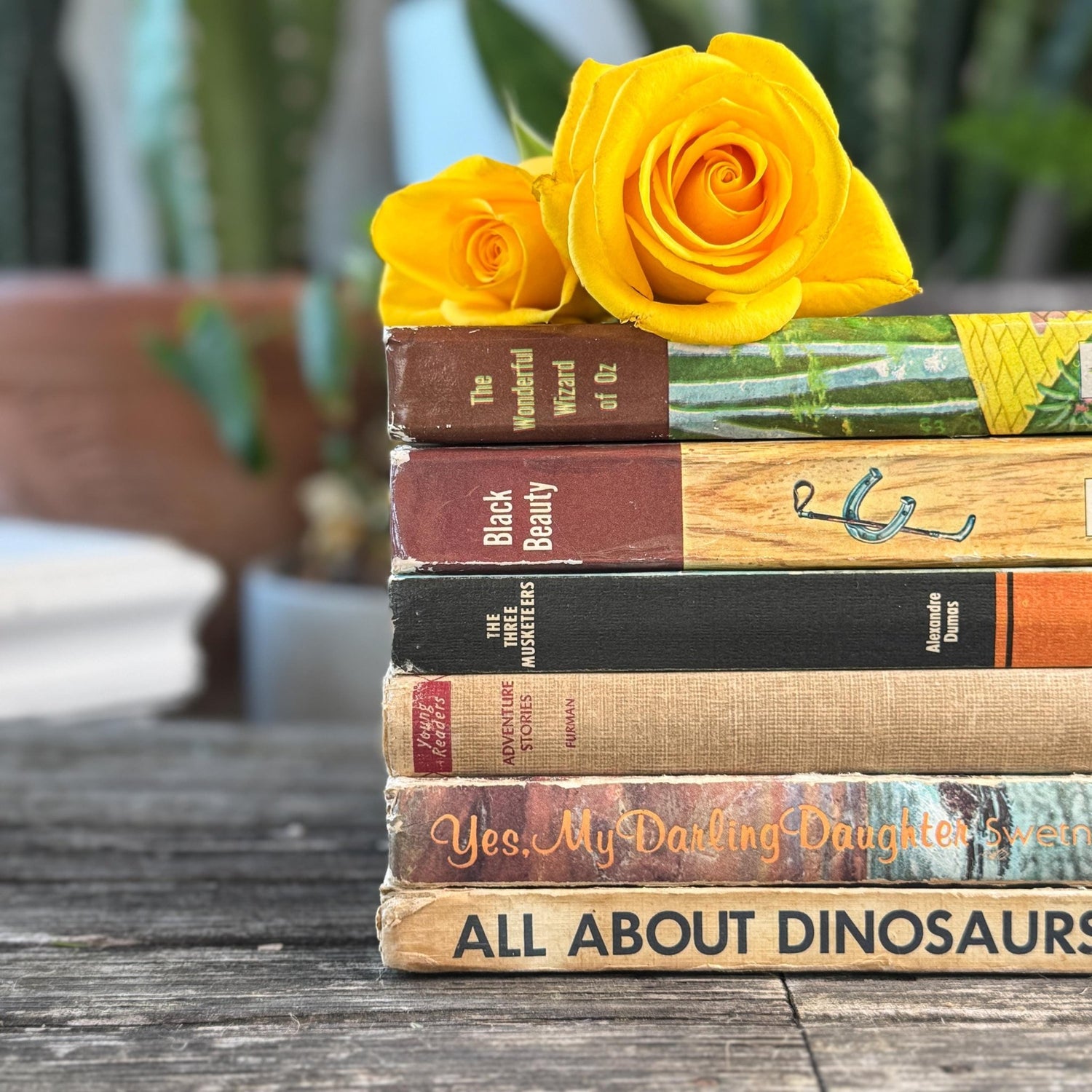 Vintage Rustic Neutral Children's Book Bundle For Shelf Styling - Pretty Old Books