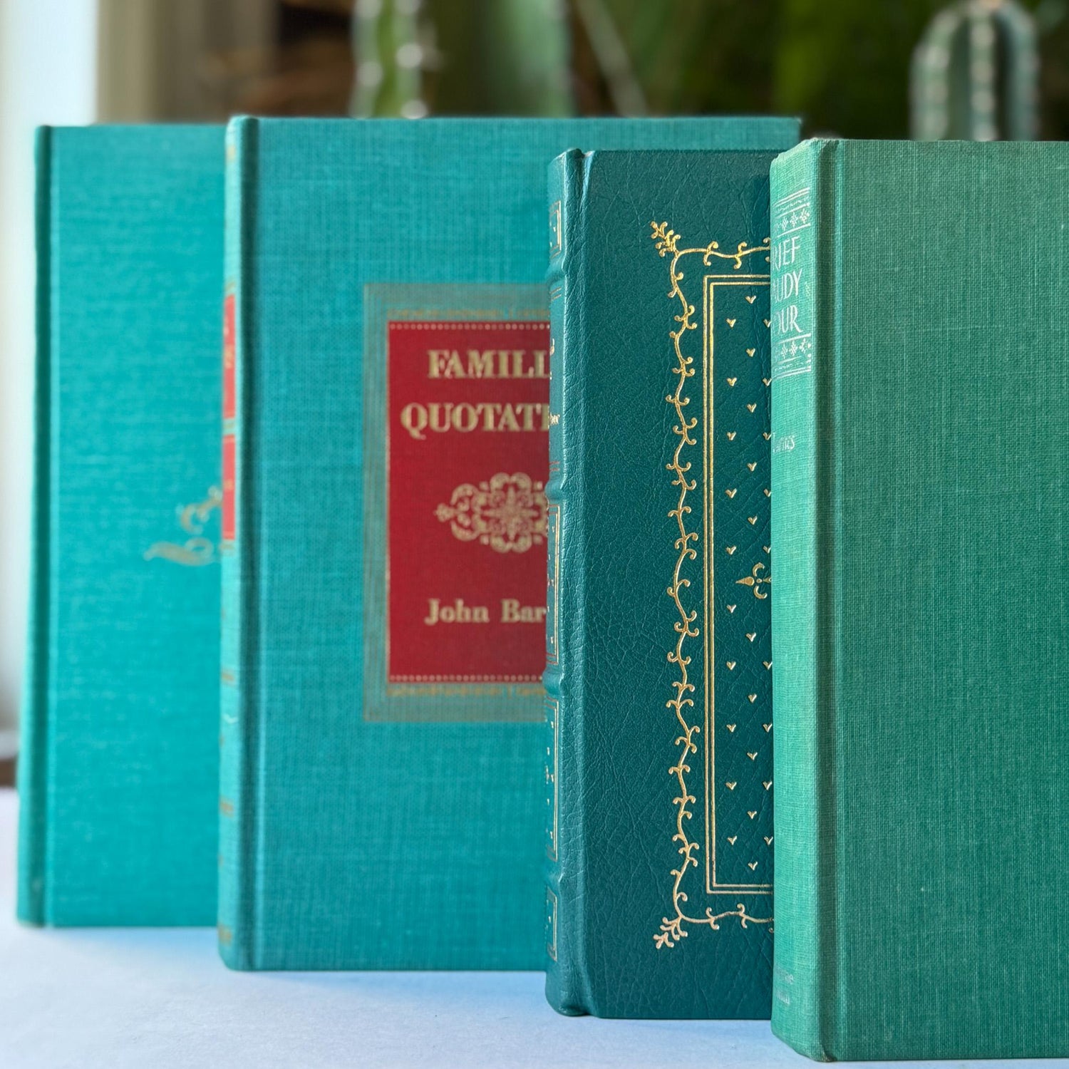 Vintage Teal Green Book Bundle for Shelf Styling - Pretty Old Books