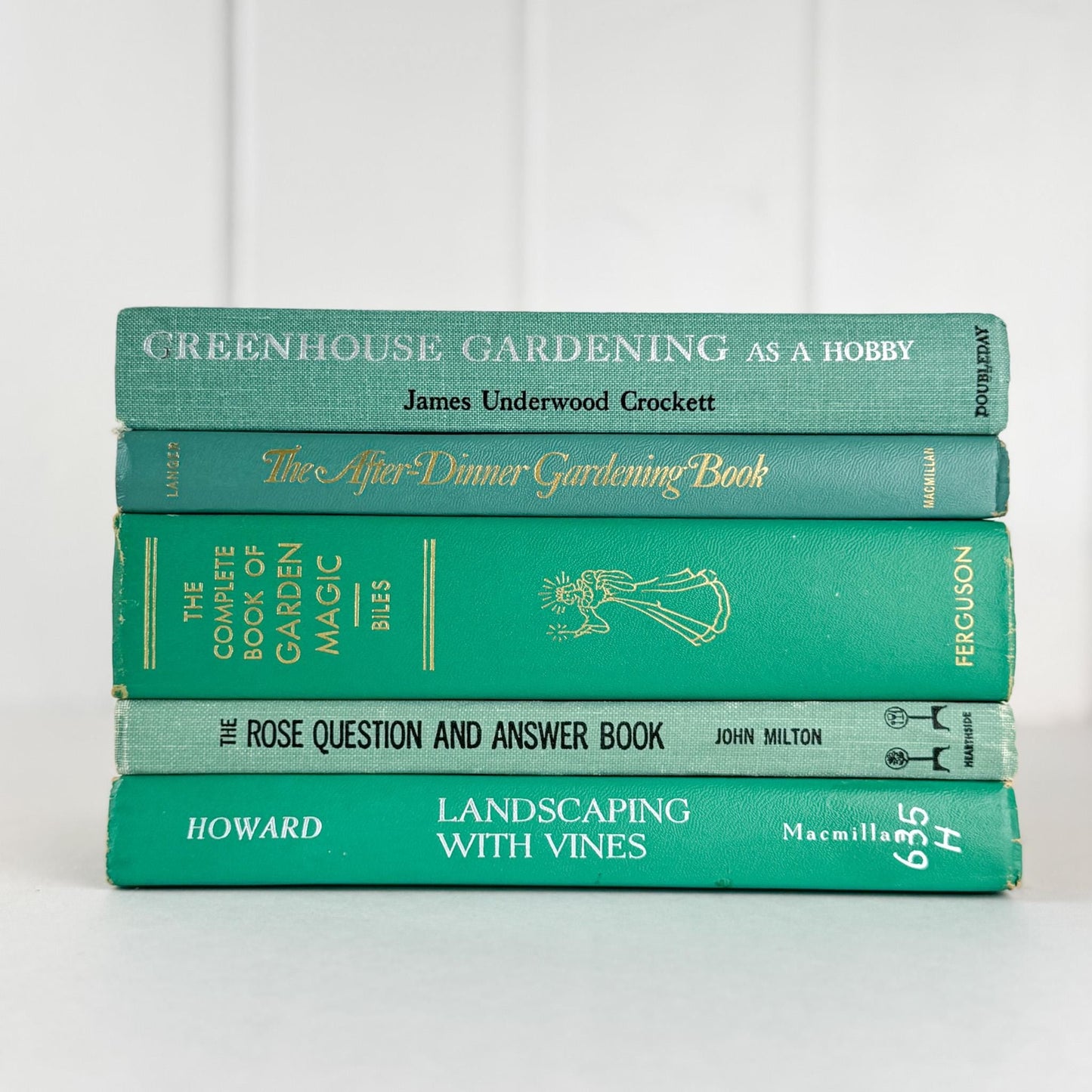 Vintage Teal Green Gardening Book Set for Decor - Pretty Old Books