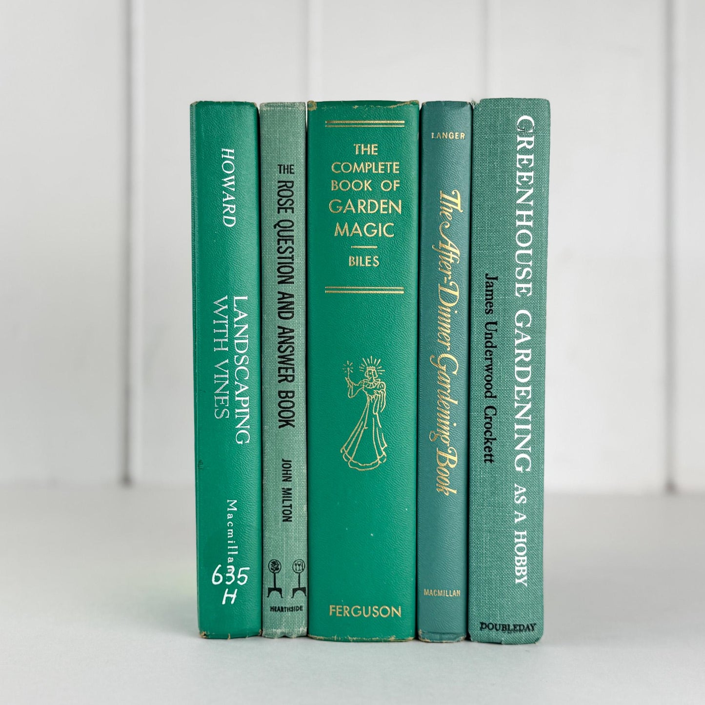 Vintage Teal Green Gardening Book Set for Decor - Pretty Old Books