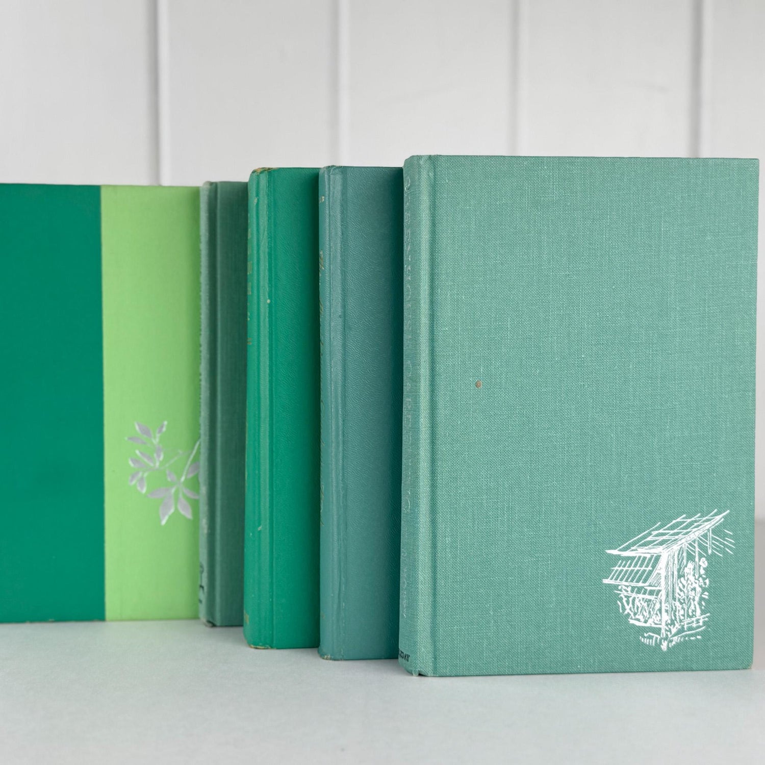 Vintage Teal Green Gardening Book Set for Decor - Pretty Old Books