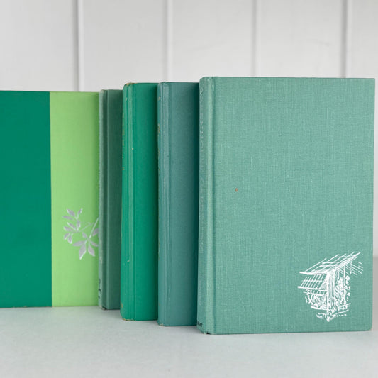 Vintage Teal Green Gardening Book Set for Decor - Pretty Old Books