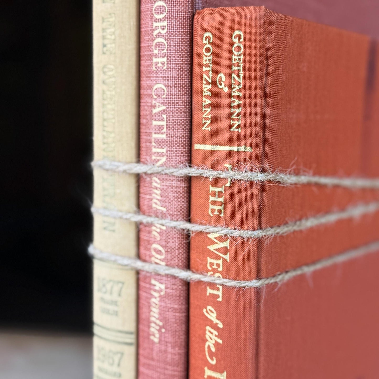 Vintage Western - Themed Oversized Illustrated Book Stack - Pretty Old Books