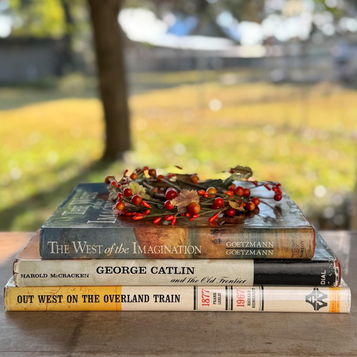 Vintage Western - Themed Oversized Illustrated Book Stack - Pretty Old Books