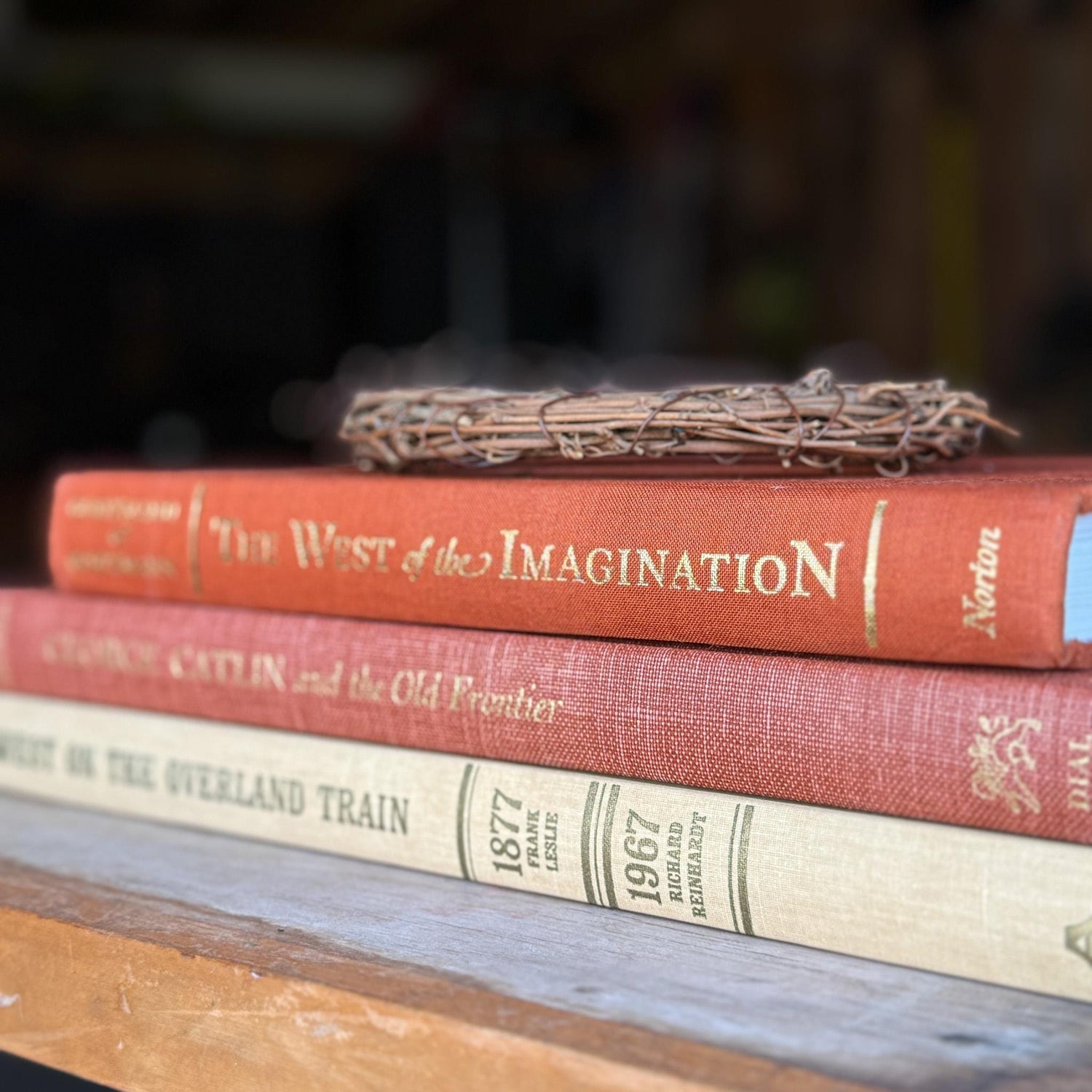 Vintage Western - Themed Oversized Illustrated Book Stack - Pretty Old Books