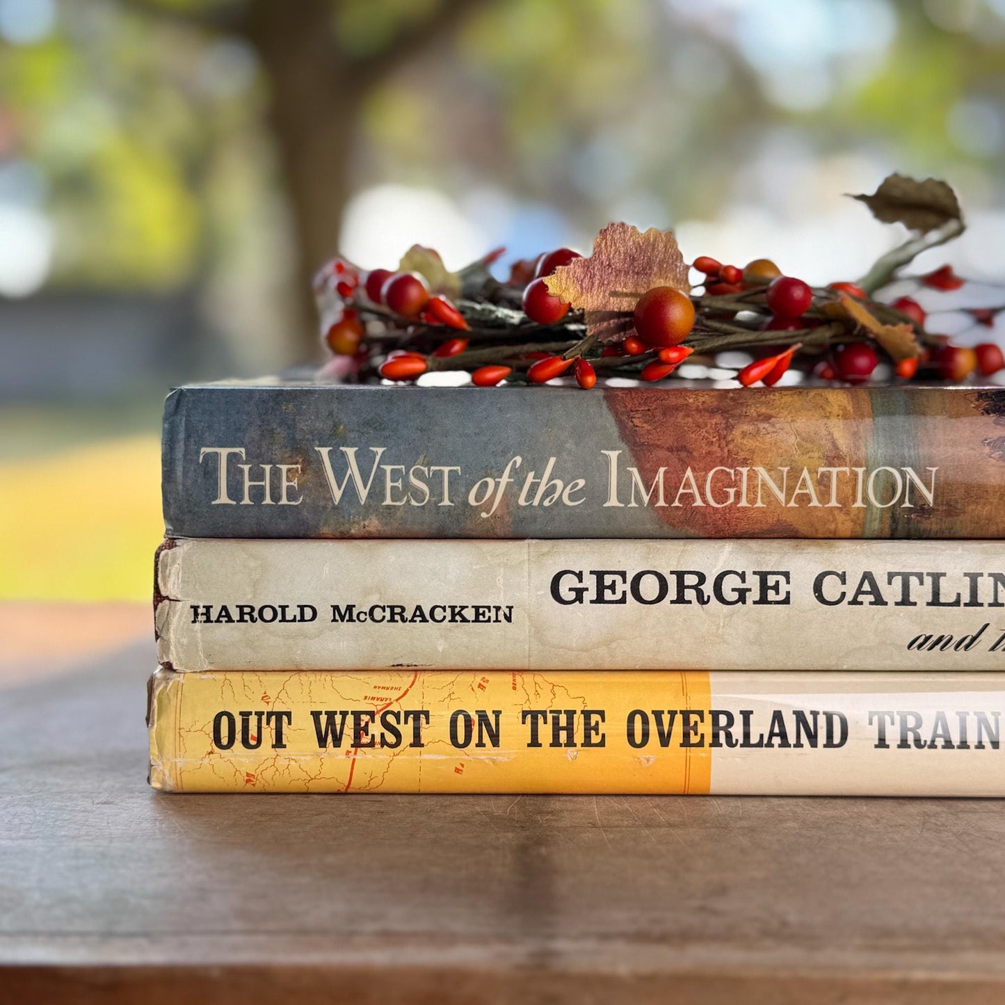 Vintage Western - Themed Oversized Illustrated Book Stack - Pretty Old Books