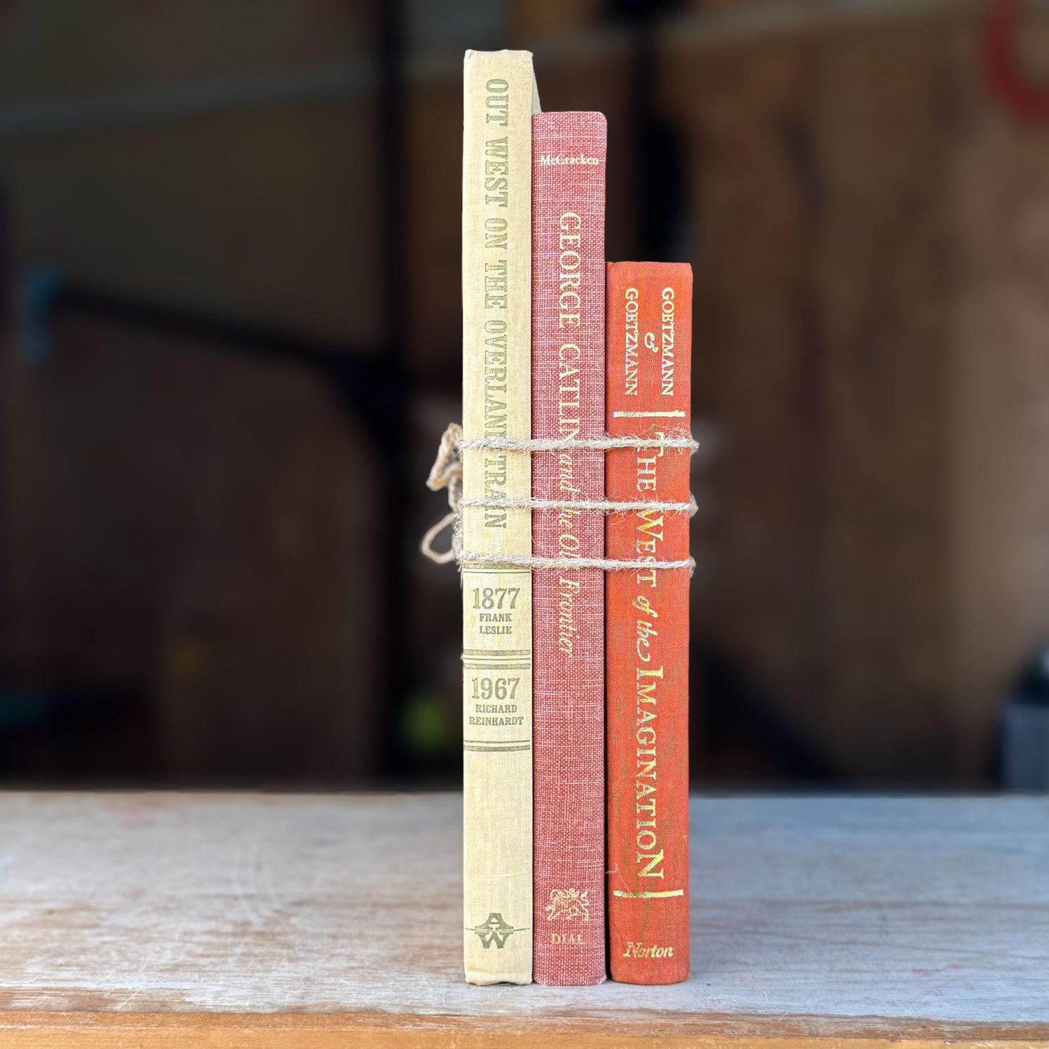 Vintage Western - Themed Oversized Illustrated Book Stack - Pretty Old Books