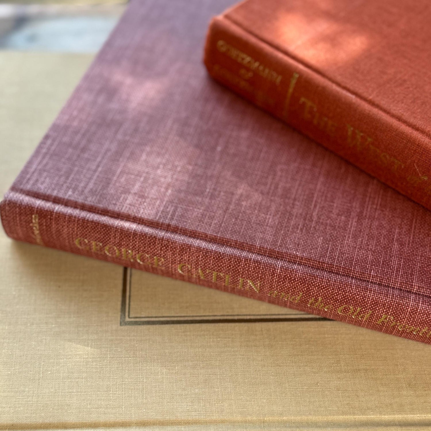 Vintage Western - Themed Oversized Illustrated Book Stack - Pretty Old Books
