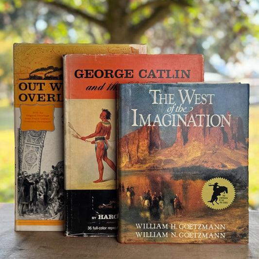 Vintage Western - Themed Oversized Illustrated Book Stack - Pretty Old Books