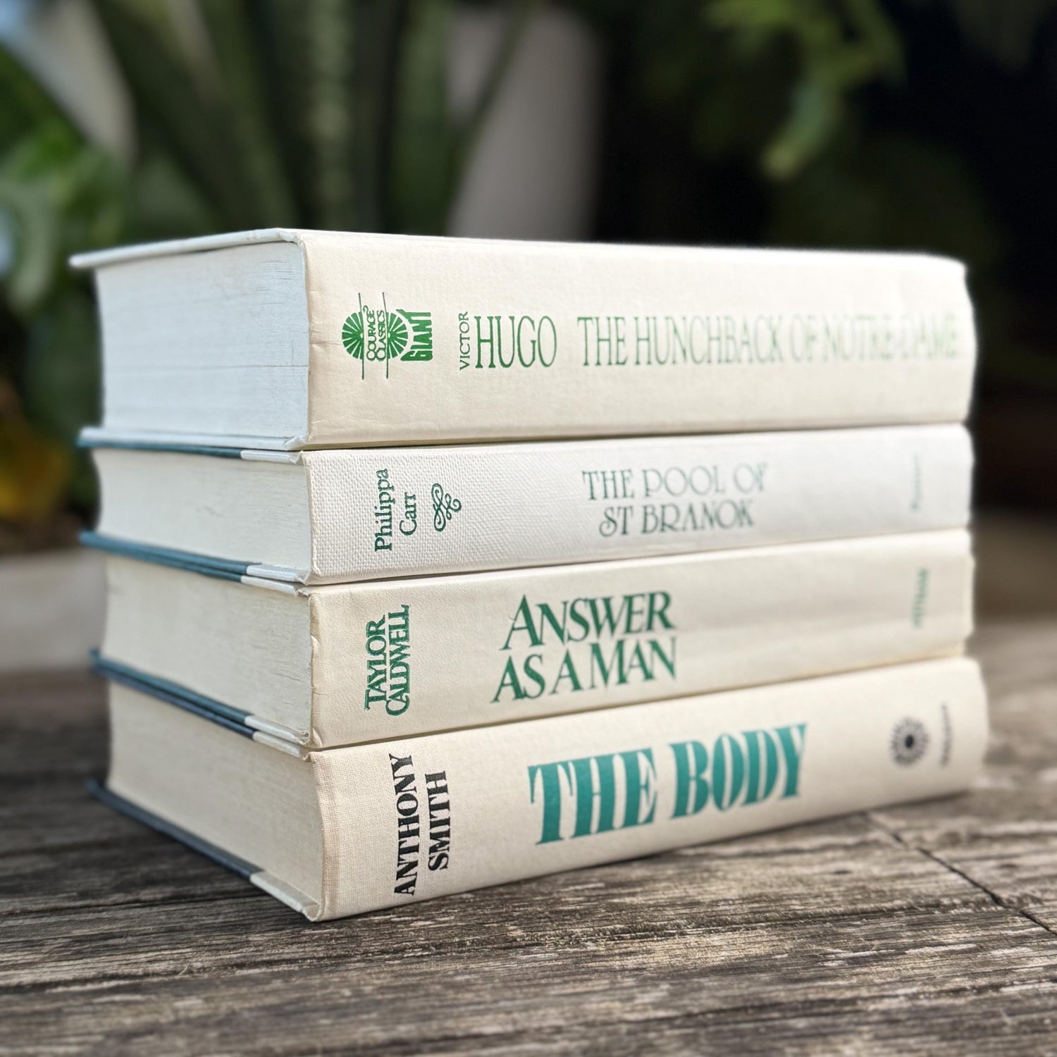 Vintage White Teal Book Set, Classic Literature Hardcovers - Pretty Old Books