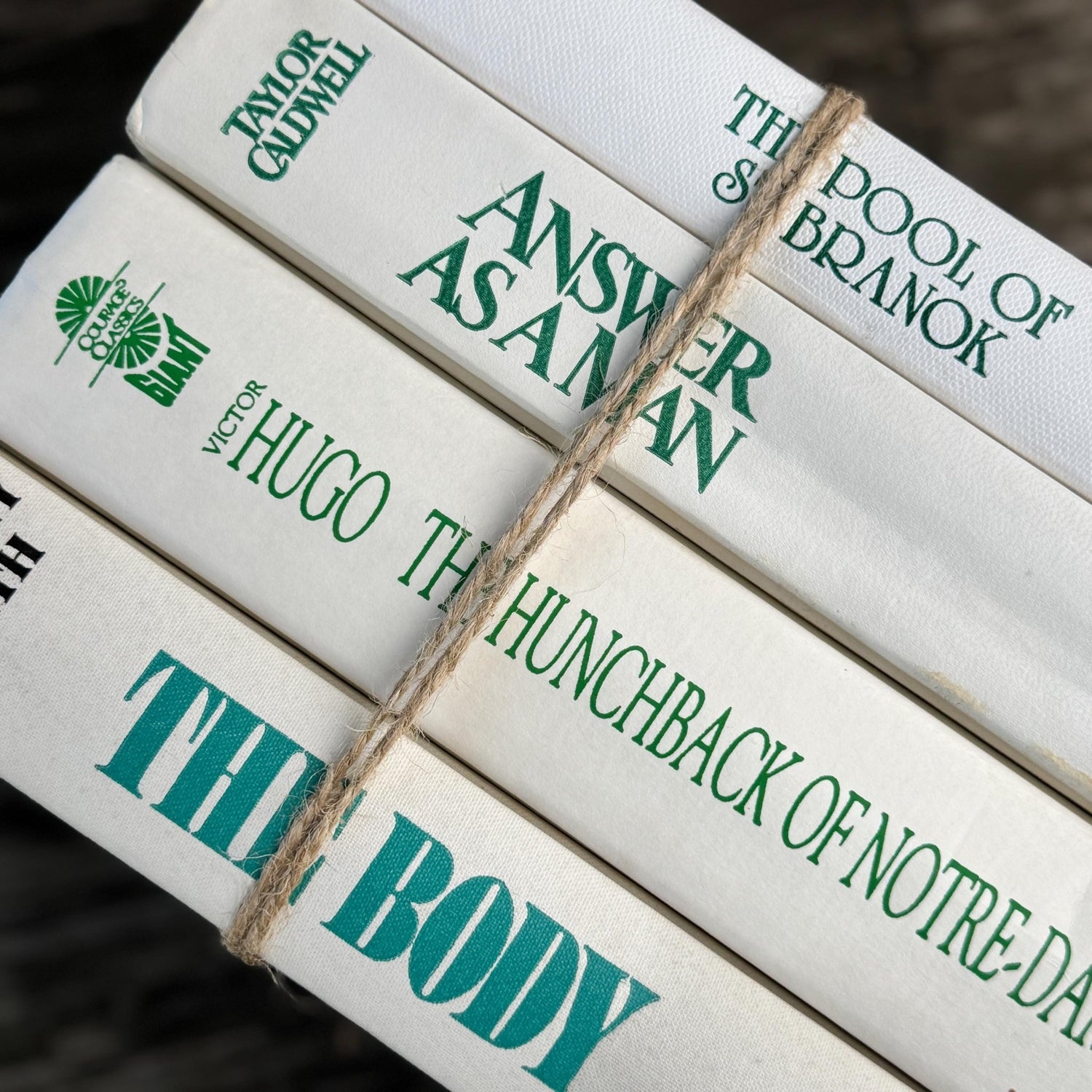 Vintage White Teal Book Set, Classic Literature Hardcovers - Pretty Old Books