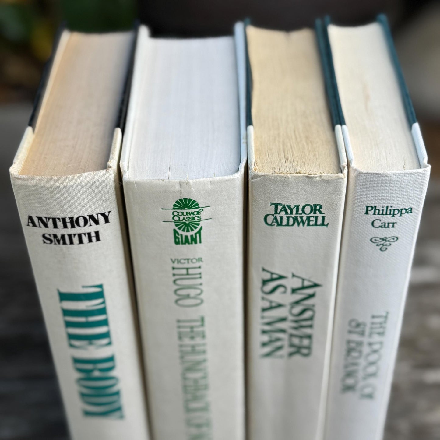 Vintage White Teal Book Set, Classic Literature Hardcovers - Pretty Old Books