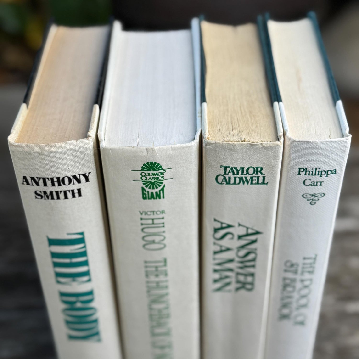 Vintage White Teal Book Set, Classic Literature Hardcovers - Pretty Old Books