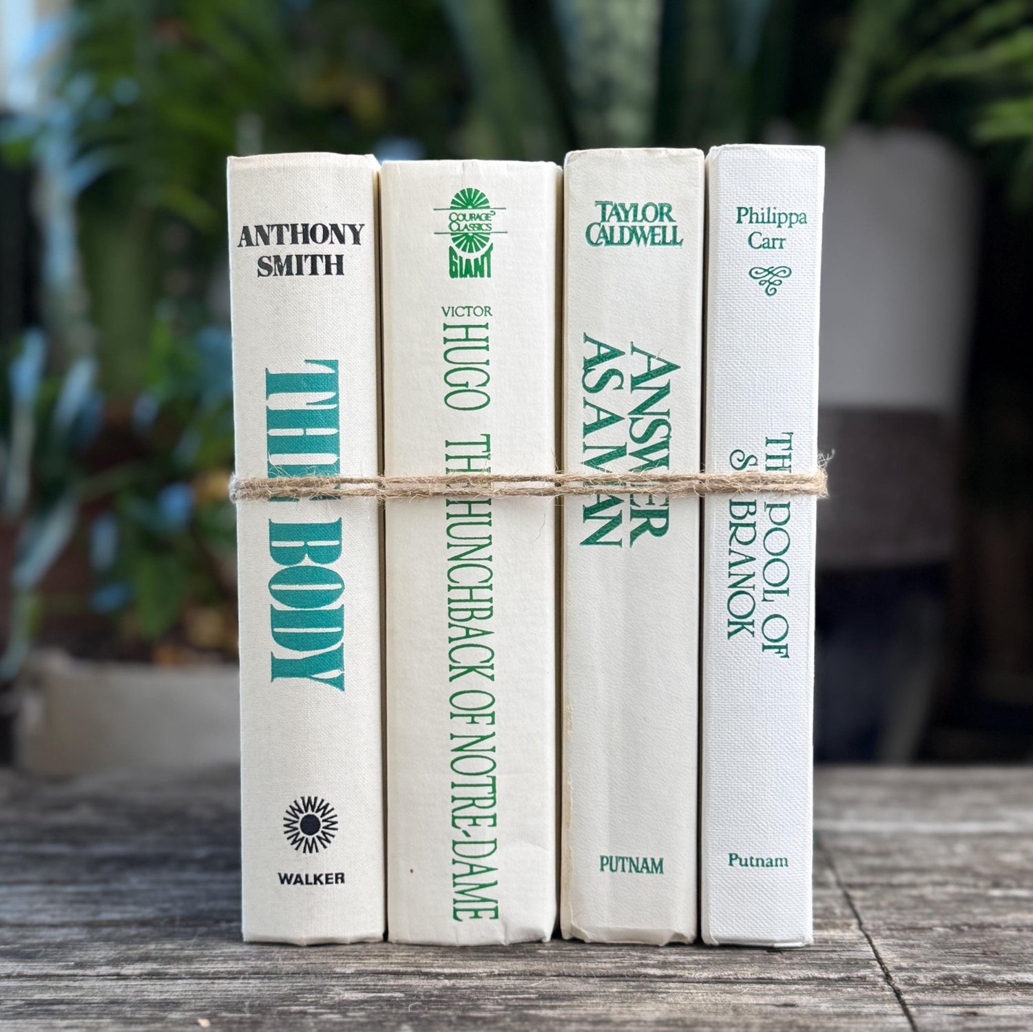 Vintage White Teal Book Set, Classic Literature Hardcovers - Pretty Old Books