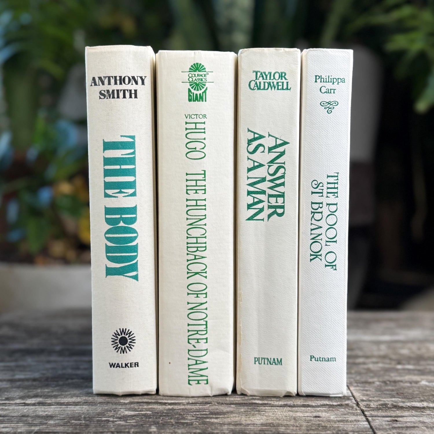 Vintage White Teal Book Set, Classic Literature Hardcovers - Pretty Old Books