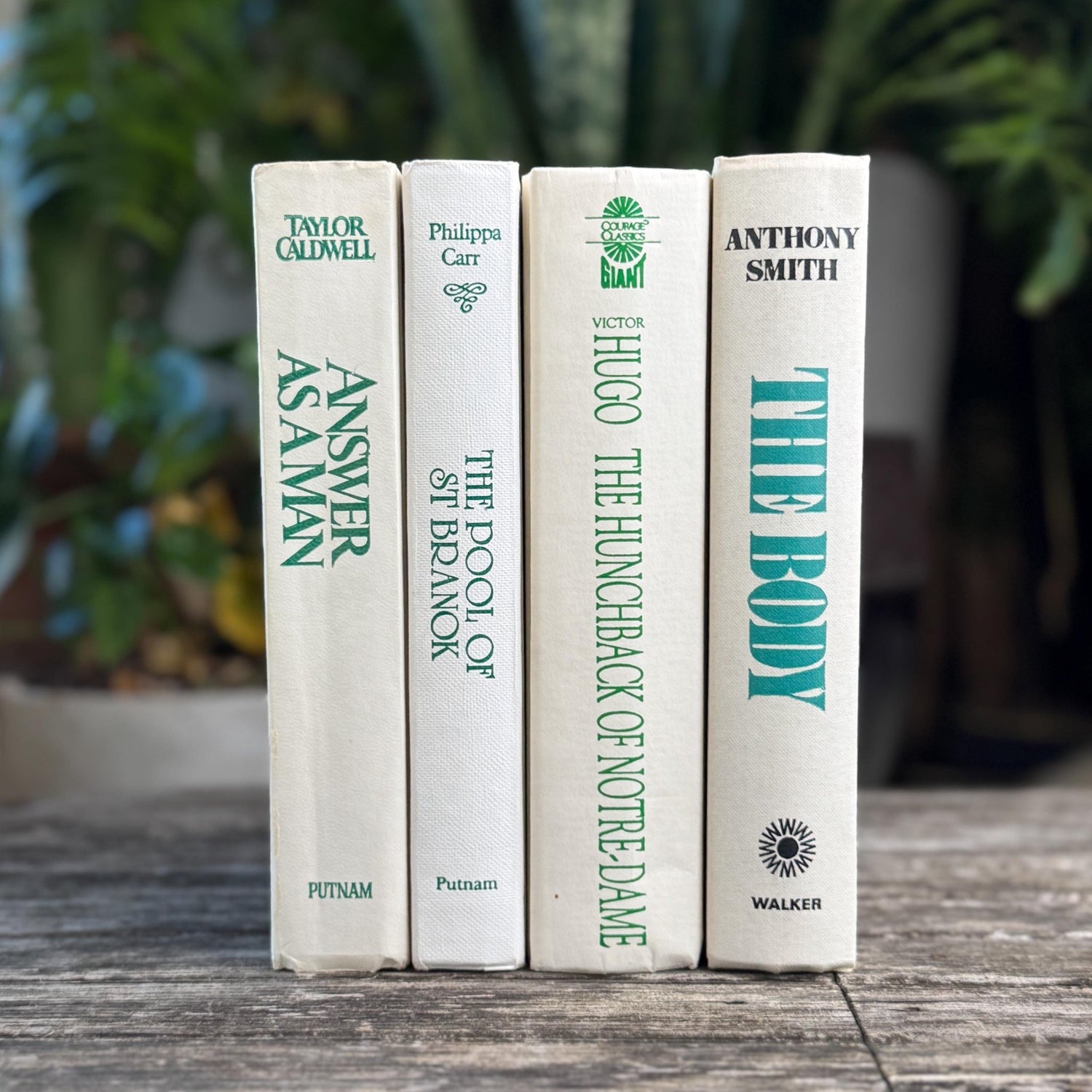 Vintage White Teal Book Set, Classic Literature Hardcovers - Pretty Old Books