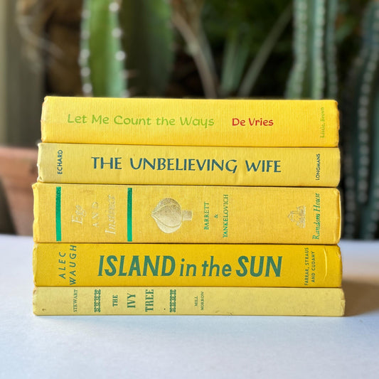 Vintage Yellow and Green Books for Decor - Pretty Old Books