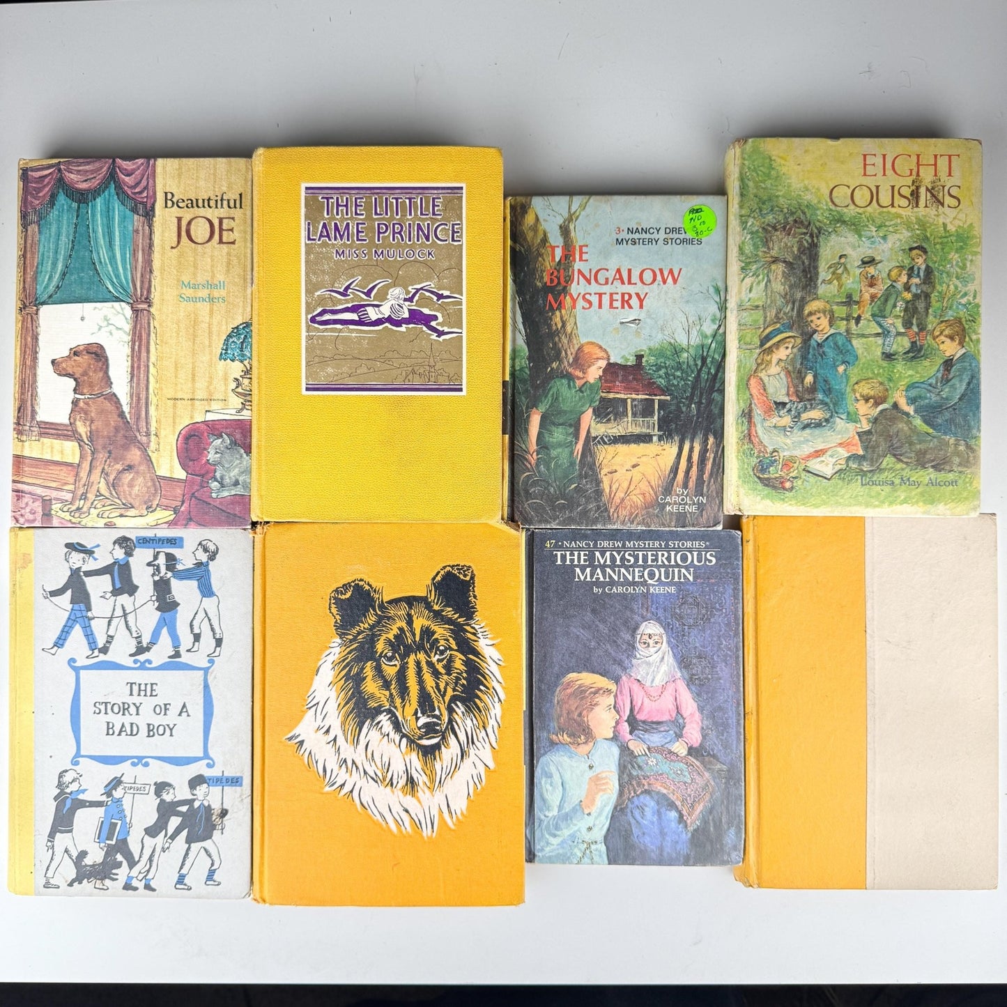 Vintage Yellow and Mustard Children's Book Set for Shelf Styling - Pretty Old Books