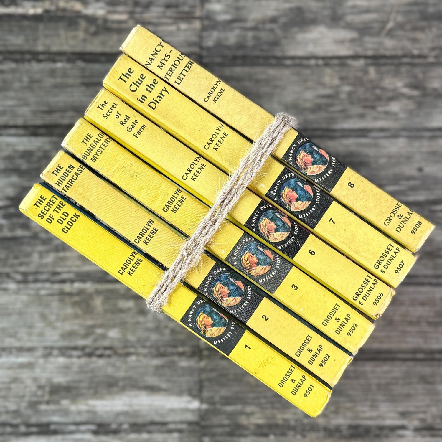 Vintage Yellow Nancy Drew Books, Classic Stories for Girl's Room Decor - Pretty Old Books
