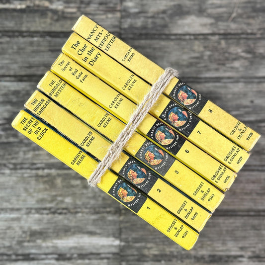 Vintage Yellow Nancy Drew Books, Classic Stories for Girl's Room Decor - Pretty Old Books