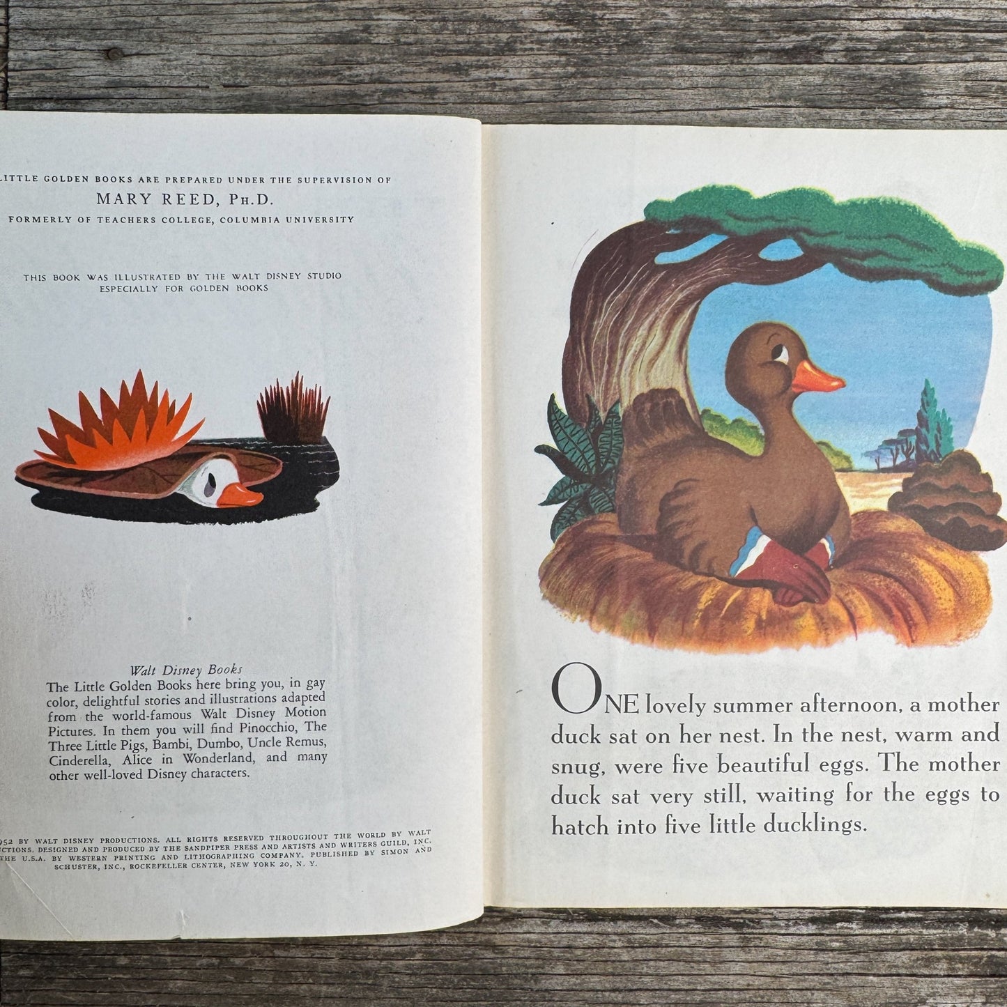 Walt Disney’s The Ugly Duckling , Little Golden Book, 1952, "A" - Pretty Old Books