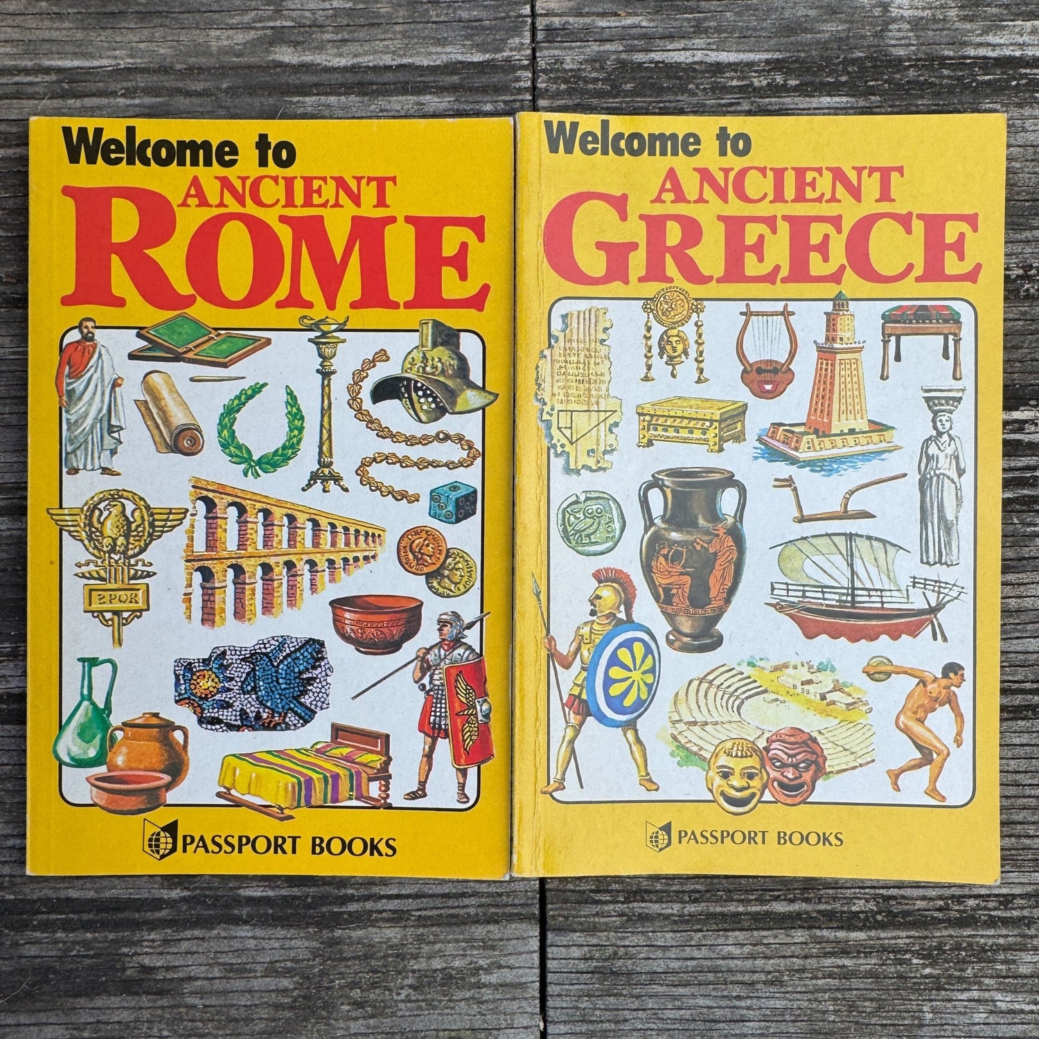 Welcome to Ancient Greece, Welcome to Ancient Rome, Passport Books 1981 - Pretty Old Books