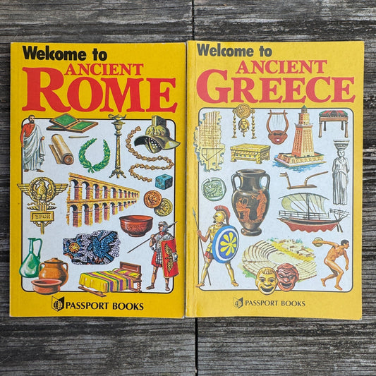 Welcome to Ancient Greece, Welcome to Ancient Rome, Passport Books 1981 - Pretty Old Books