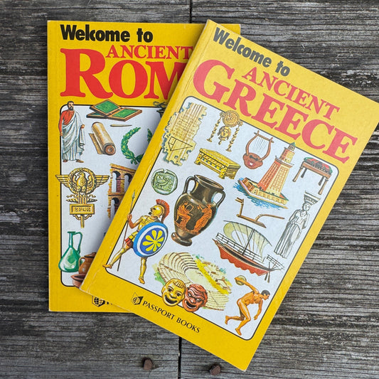 Welcome to Ancient Greece, Welcome to Ancient Rome, Passport Books 1981 - Pretty Old Books