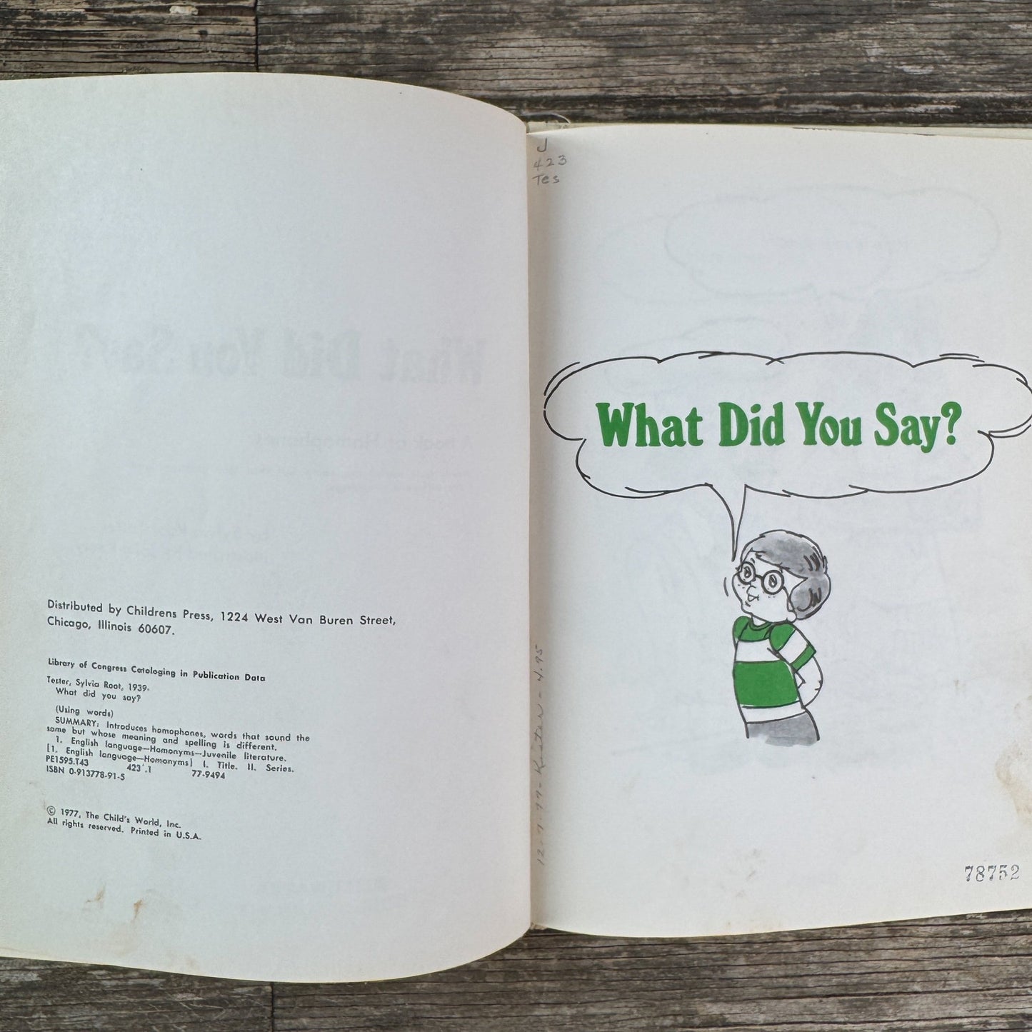 What Did You Say? A Book of Homophones, 1977 - Pretty Old Books