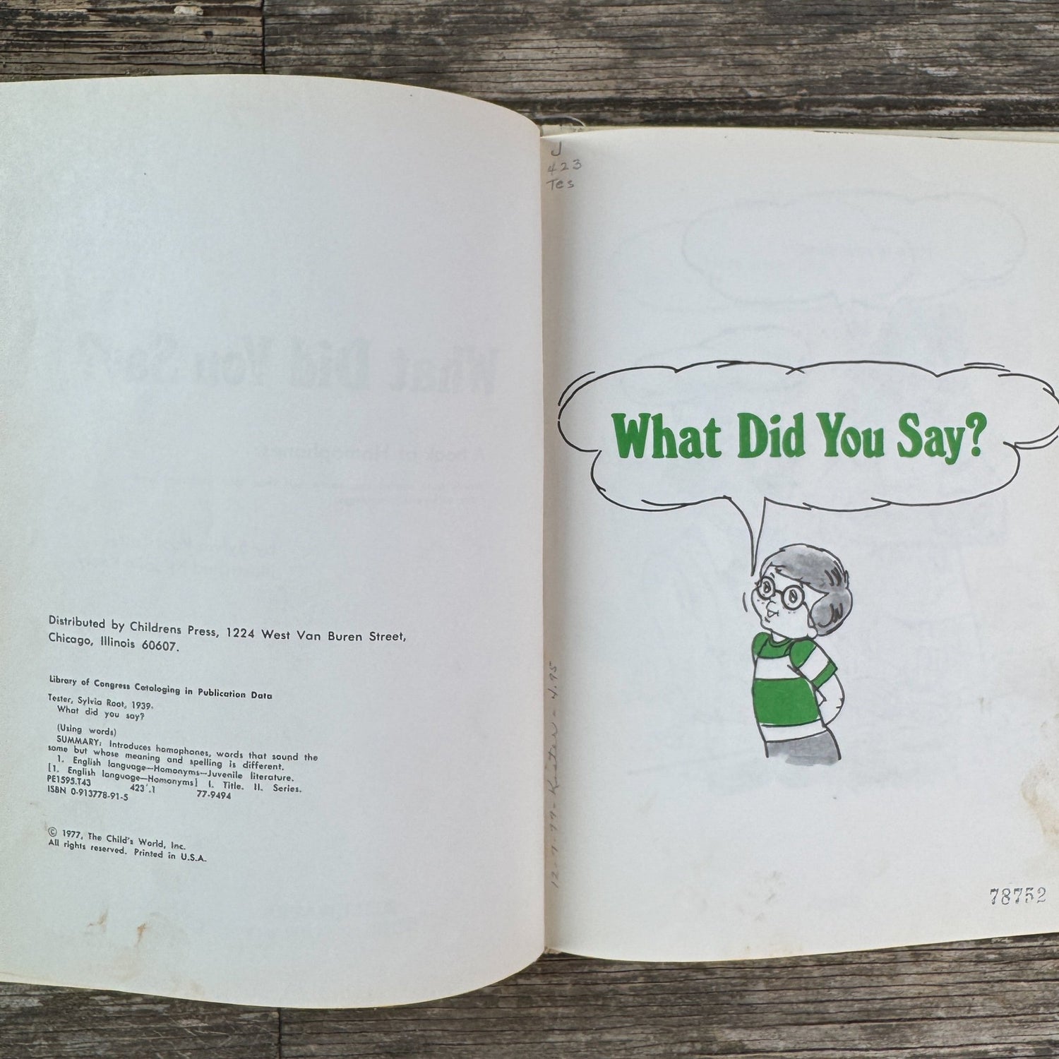What Did You Say? A Book of Homophones, 1977 - Pretty Old Books