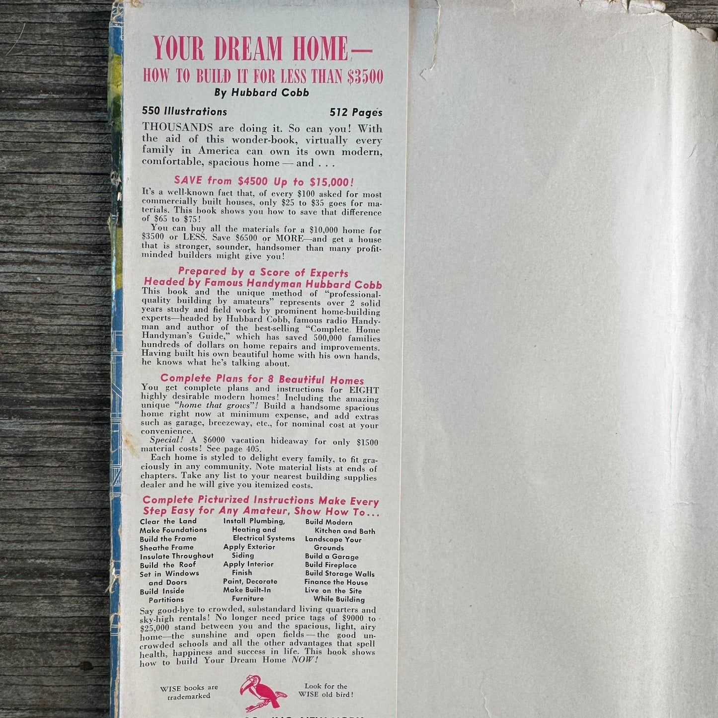 Your Dream Home: How to Build It for Less than $3,500, Hubbard Cobb, 1950 - Pretty Old Books