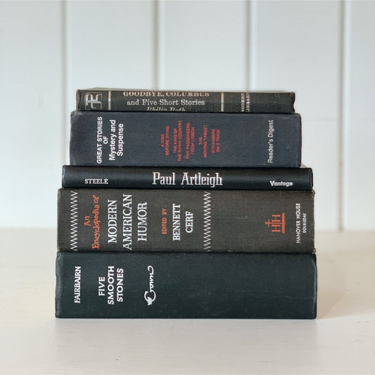Black Silver and Red Vintage Books, Books By Color For Bookshelf Decor, Masculine Office Shelf Styling - Pretty Old Books