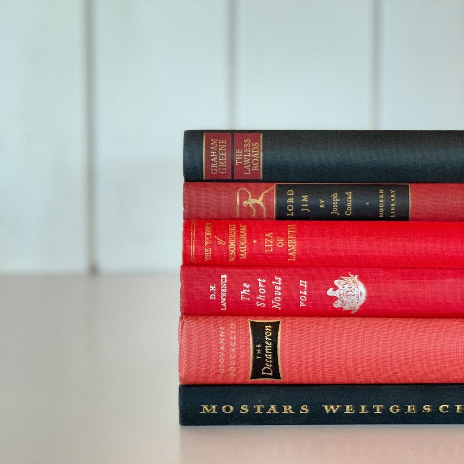 Bookshelf Decor, Small Red and Black Decorative Books for Display, Glam Bookshelf Decor - Pretty Old Books