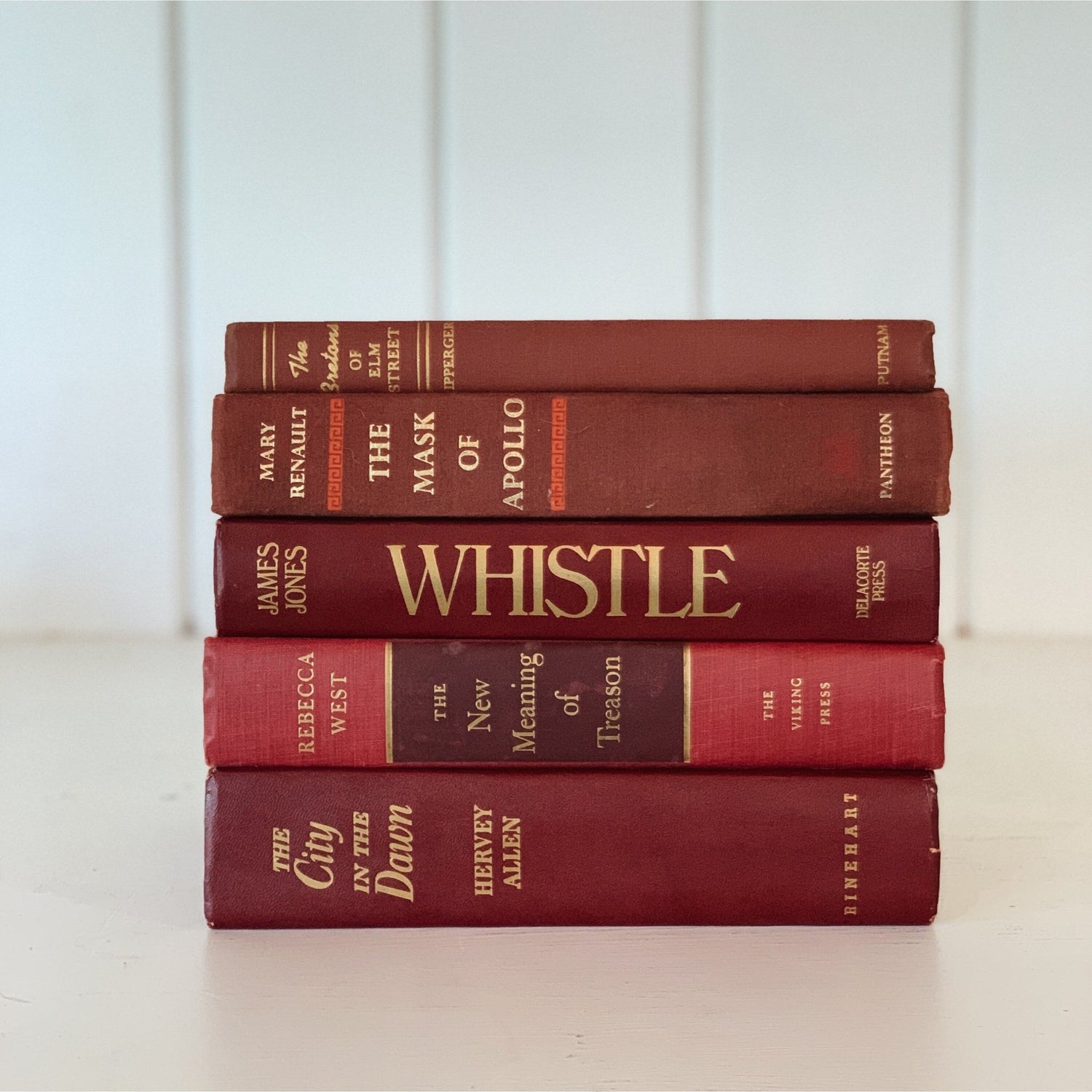 Dark Red Vintage Books, Instant Library, Decorative Books, Rainbow Bookshelf, Aesthetic Books - Pretty Old Books
