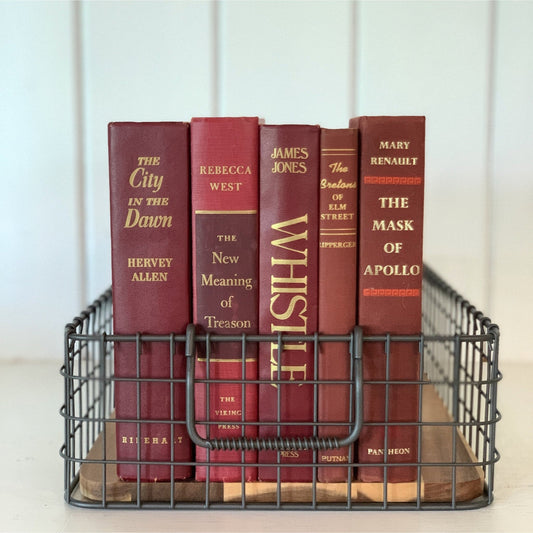 Dark Red Vintage Books, Instant Library, Decorative Books, Rainbow Bookshelf, Aesthetic Books - Pretty Old Books
