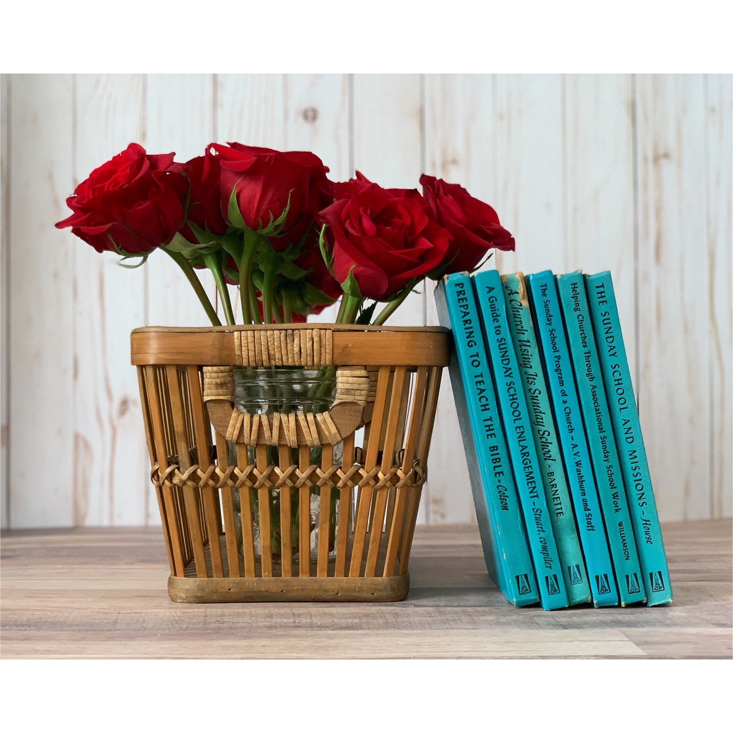 Blue Mid Century Vintage Christian Religious Books for Bookshelf Decor