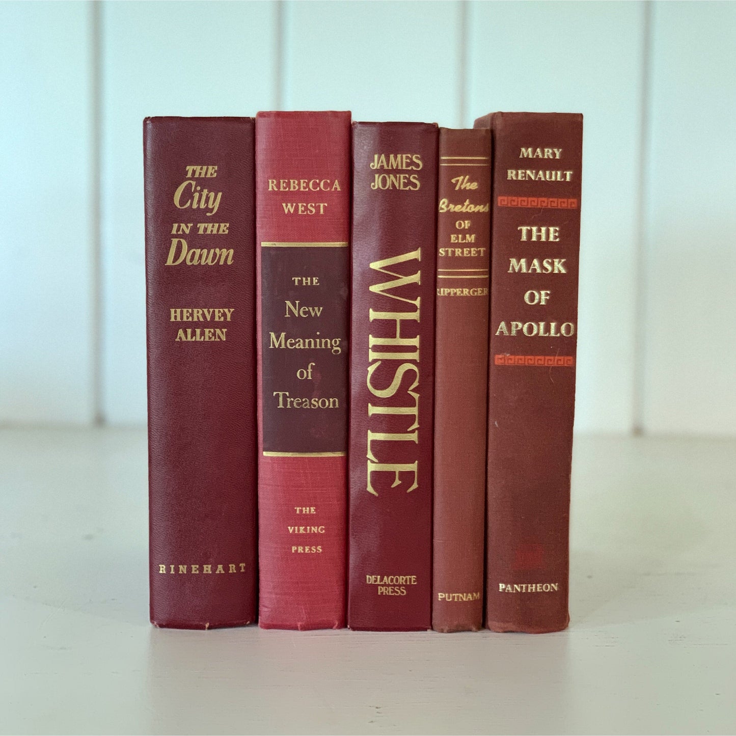 Dark Red Vintage Books, Instant Library, Decorative Books, Rainbow Boo