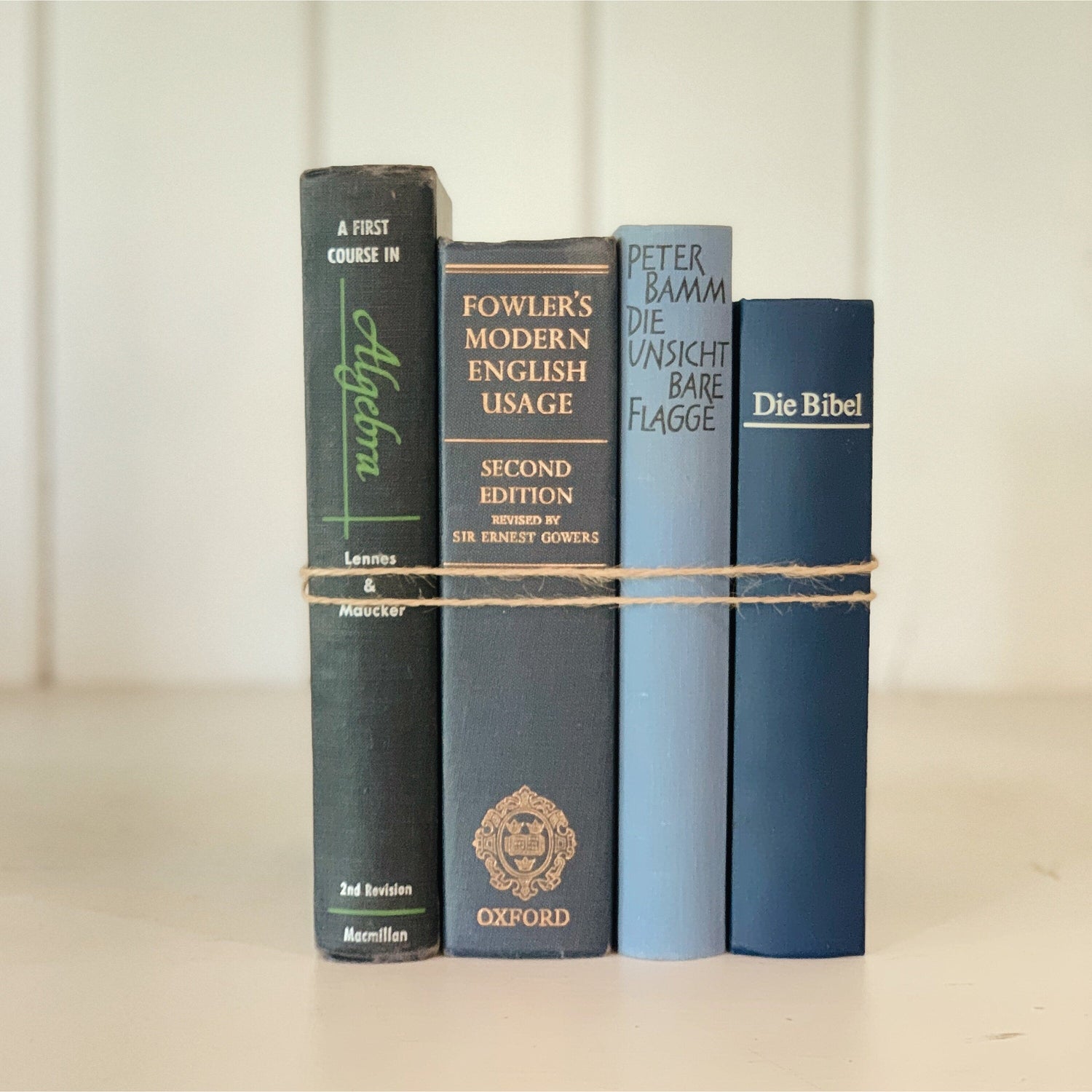 Blue Antique and Vintage Decorative Books for Display, Shabby Book Bundle, Nightstand Decor