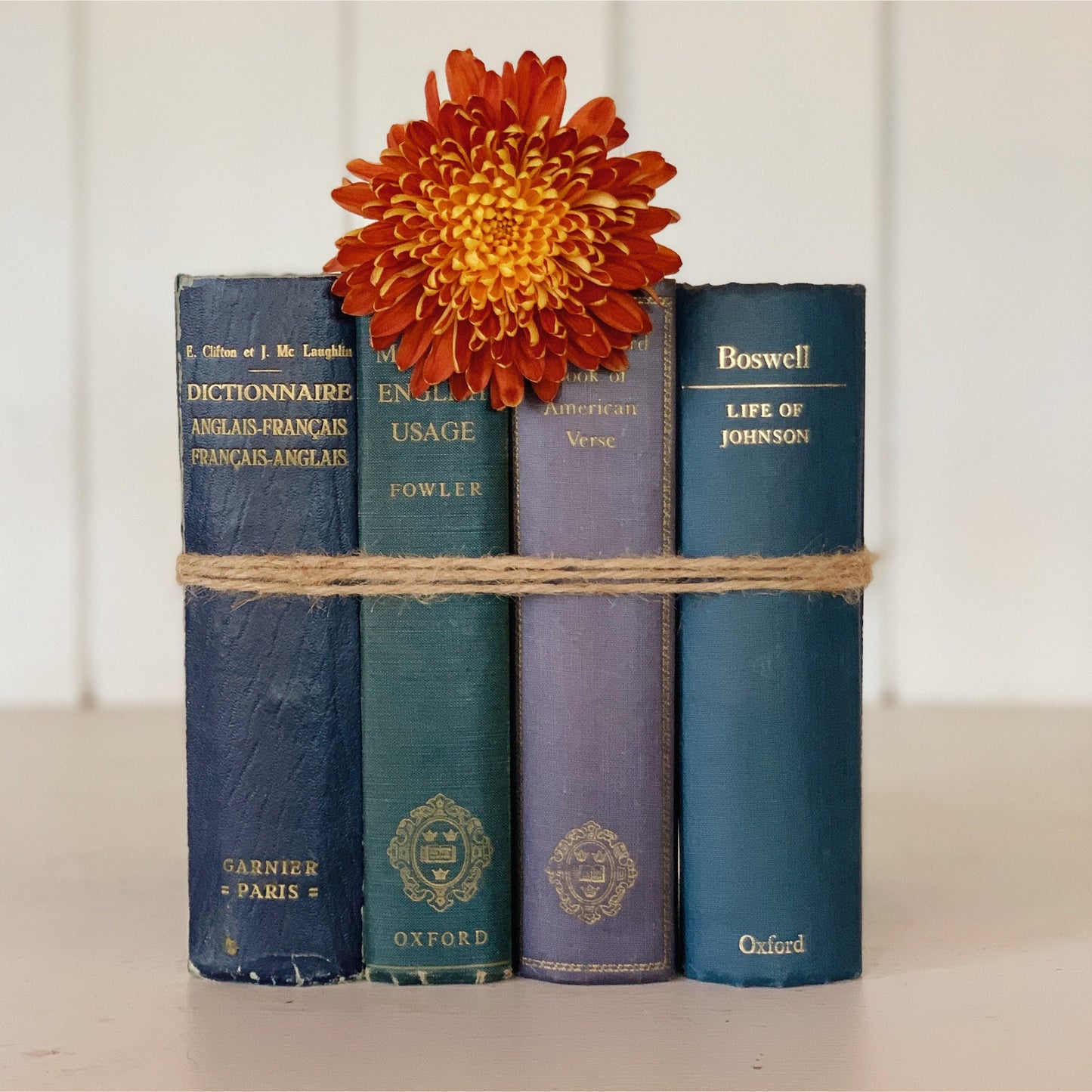 Decorative Vintage Blue Books, Old Books For Decor