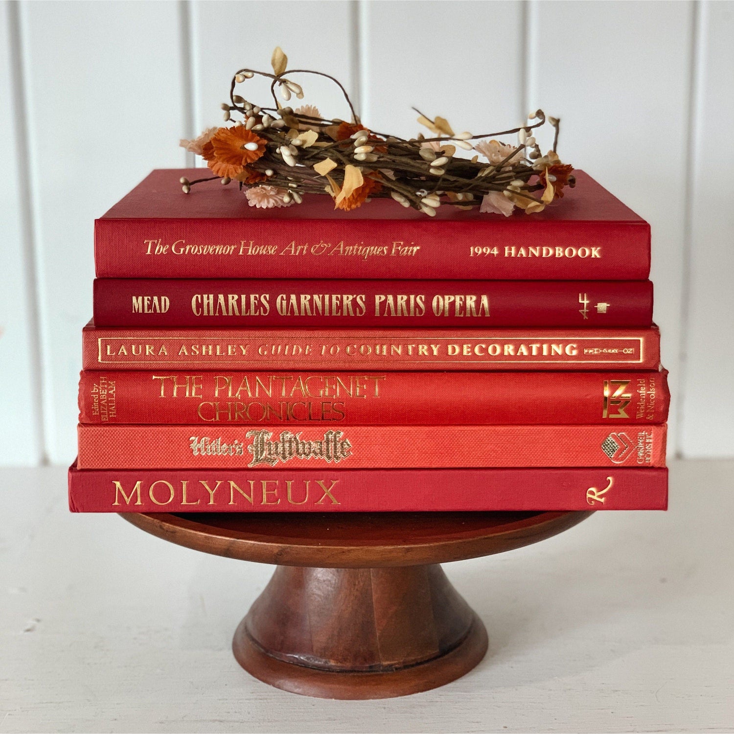 Vintage Red and Gold Coffee Table Book Set