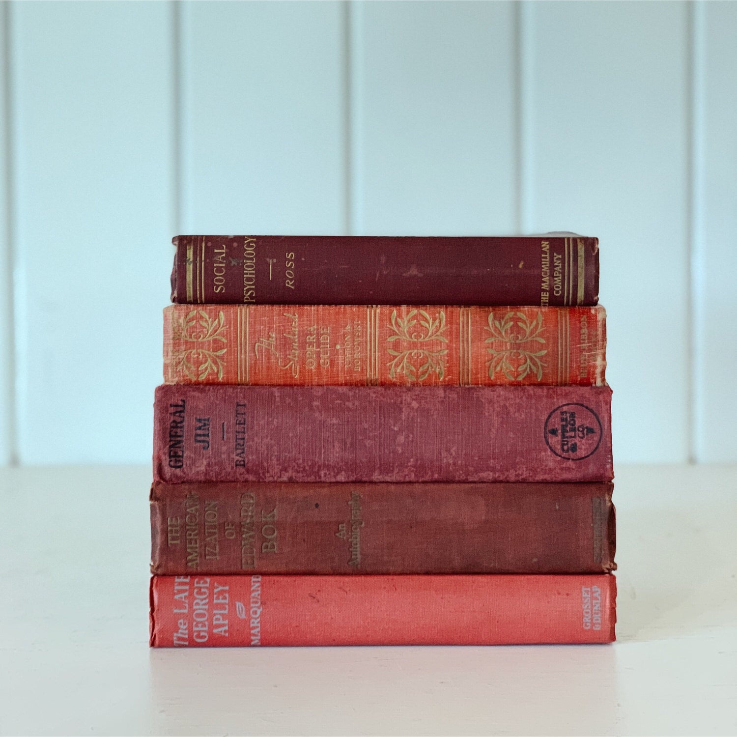 Shabby Red Antique and Vintage Distressed Cozy Book Bundle