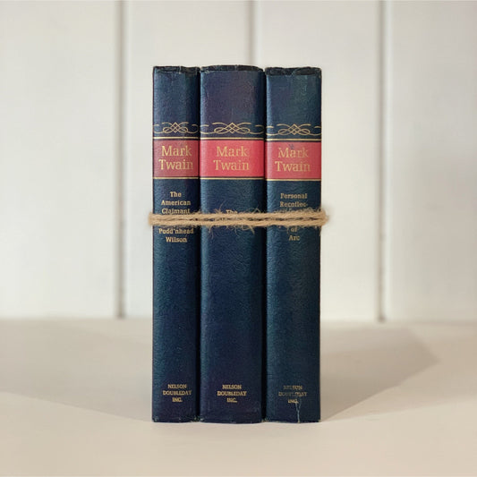 Mark Twain Set - Blue and Red Mid Century Nelson Doubleday Set