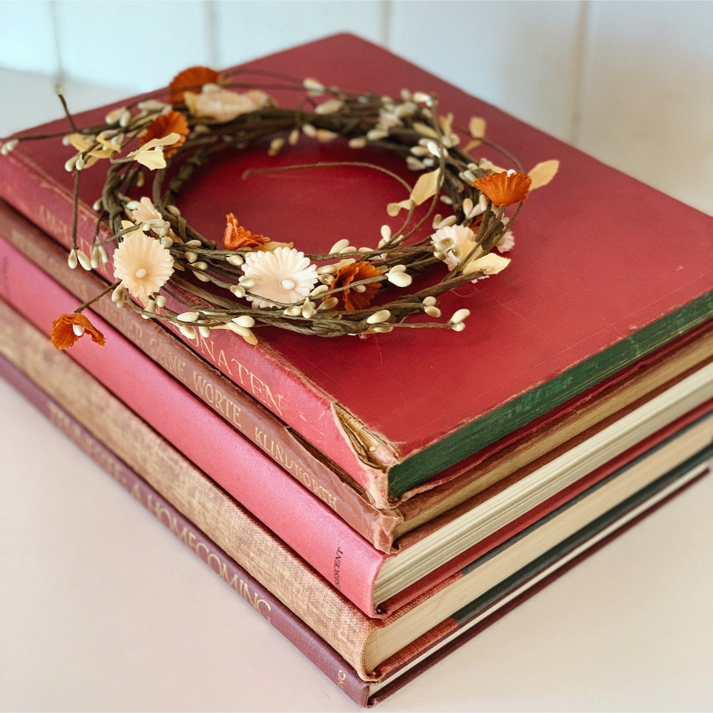 Vintage Rusty Red Coffee Table Books for Display