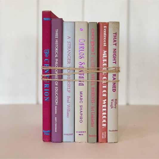 Vintage Purple and Pink Book Set for Decor, Books By Color, Retro Shelf Decor