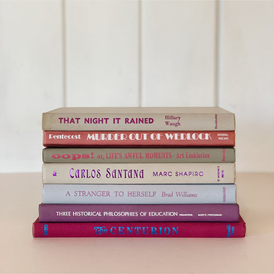Vintage Purple and Pink Book Set for Decor, Books By Color, Retro Shelf Decor
