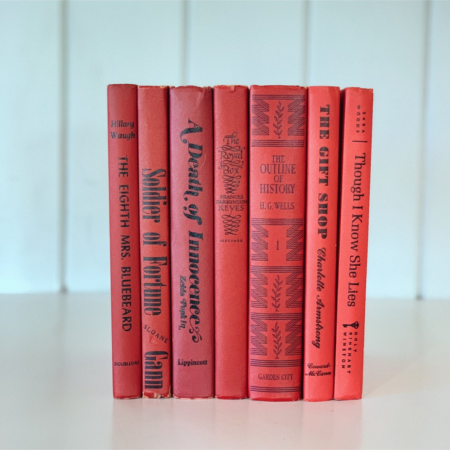 Red and Black Retro Decorative Books for Display, 1970s Decor