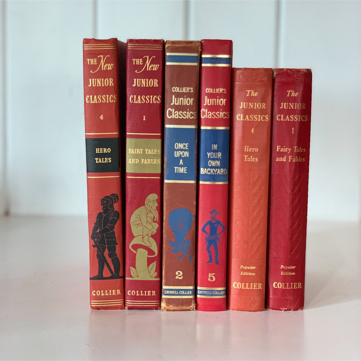 Vintage Red Children's Books, Colliers Junior Classics Set