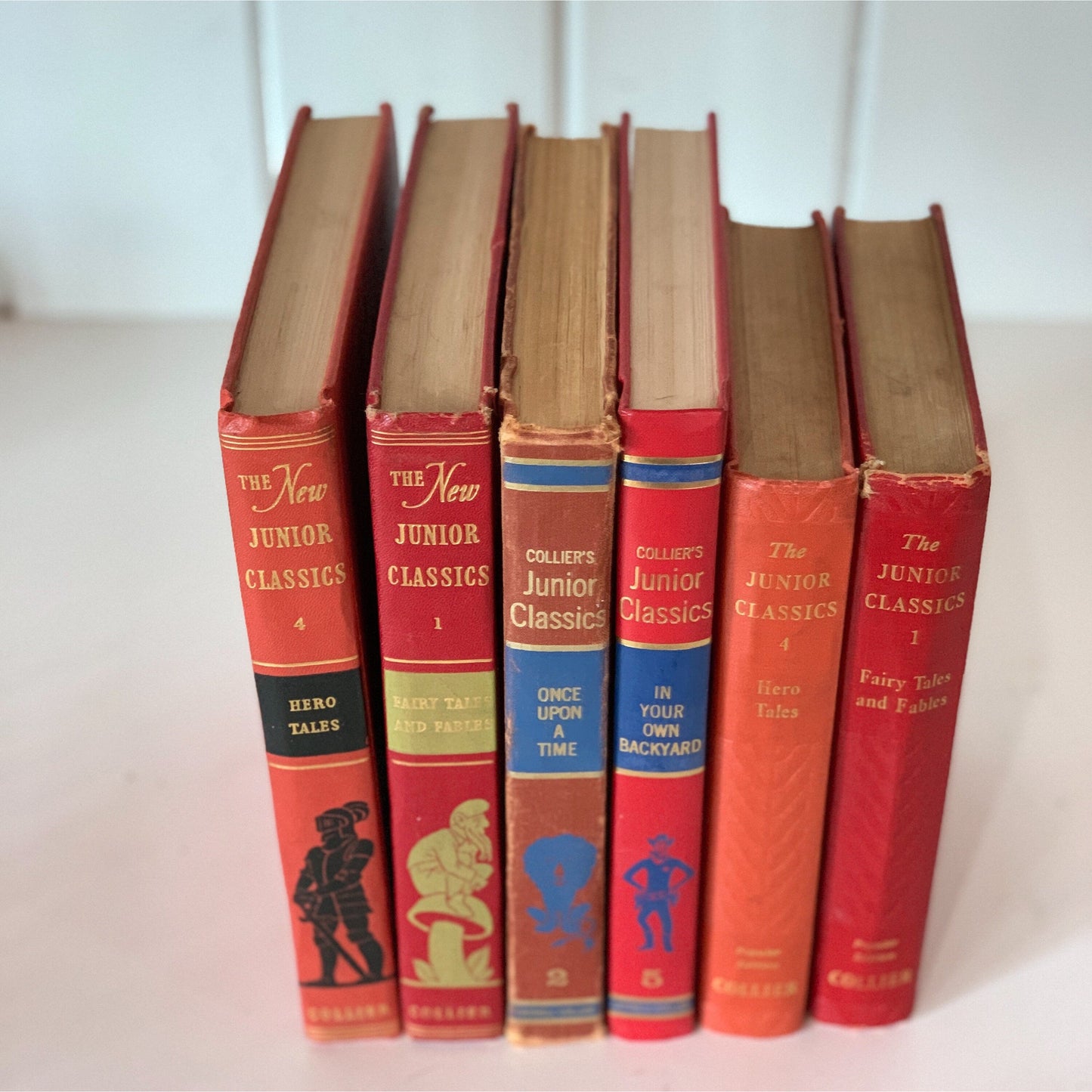 Vintage Red Children's Books, Colliers Junior Classics Set